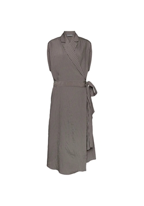 ELENA MIRO` striped wrap dress - Grey