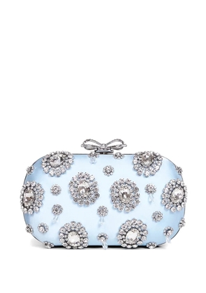 Self-Portrait crystal-embellished bow clutch bag - Blue