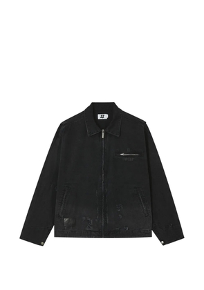 izzue distressed zipped cotton jacket - Black