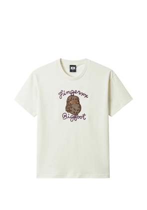 FINGERCROXX logo-embroidered T-shirt - Neutrals