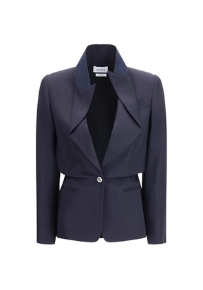 Alexander McQueen collarless wool blazer - Blue