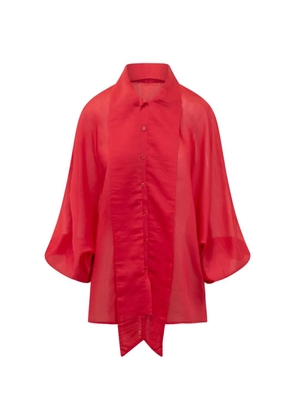 SoSUE bow button fastening blouse - Red
