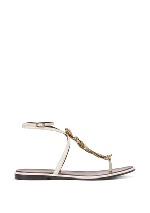 Roberto Cavalli snake-motif flat sandals - White