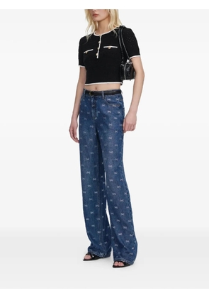 Self-Portrait bow embellished jeans - Blue