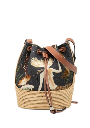 Loewe Pre-Owned 2020 Paulas Ibiza Small Canvas Mermaid Print Balloon Drawstring bucket bag - Grey