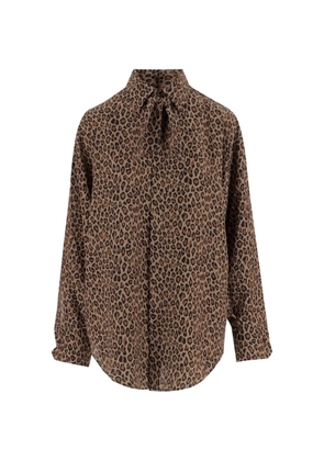 SA SU PHI bow-detail animal-print shirt - Neutrals