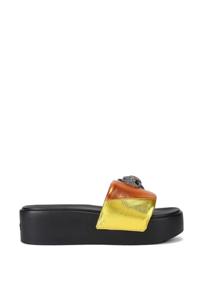 Kurt Geiger London Meena striped crystal eagle platform sandals - Black