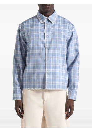 Manière De Voir Blake checked whipstitch shirt - Blue