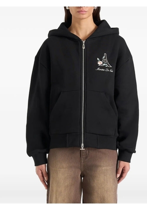 Manière De Voir JS009 floral Eiffel zip hoodie - Black