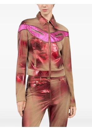 Roberto Cavalli metallic-finish leather jacket - Red