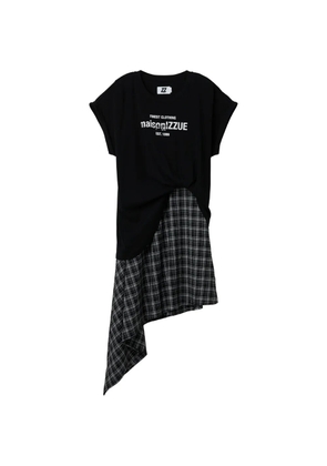 izzue check asymmetric dress - Black