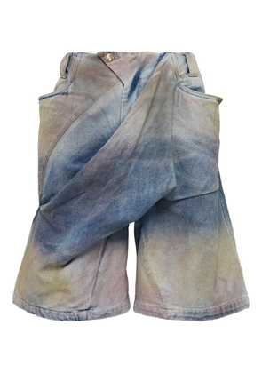 NAMESAKE Natron cross-panel denim shorts - Blue