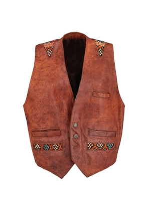 Vintage leather embellished vest - Brown