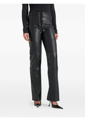 Manière De Voir Seren croc-embossed lace-up trousers - Black