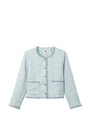 b+ab frayed-trim tweed jacket - Blue