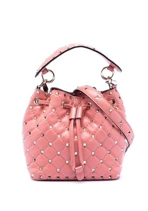 Valentino Garavani Pre-Owned 2016 Small Leather Rockstud Spike Bucket Bag satchel - Pink