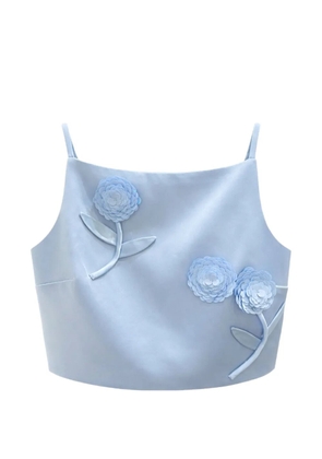 Self-Portrait sequin flower top - Blue