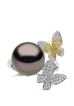 Yoko London butterfly pearl diamond ring - Silver