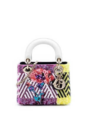 Christian Dior Pre-Owned 2022 Mini Canvas Sequin Flower Pop Lady Dior satchel - Purple