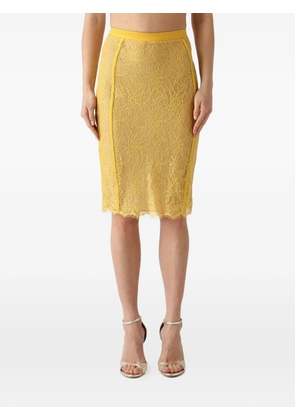 Elisabetta Franchi lace detail midi skirt - Yellow