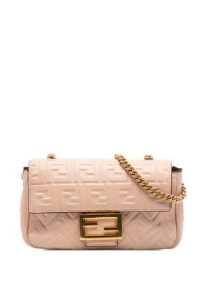 Fendi Pre-Owned 2010-2025 Zucca Embossed Leather Chain Midi Baguette shoulder bag - Pink
