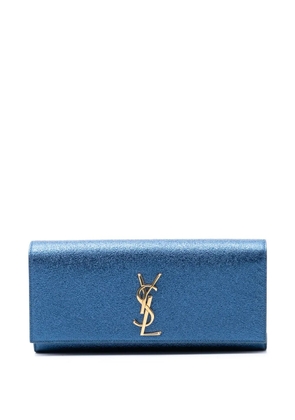 Saint Laurent Pre-Owned 2014 Metallic Calfskin Cassandre clutch bag - Blue