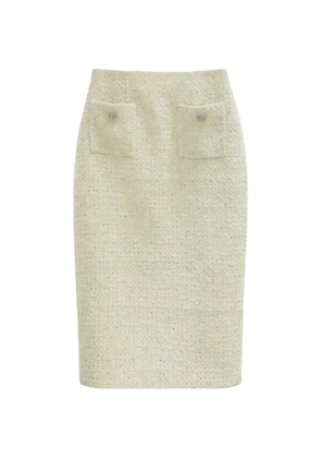 Self-Portrait boucle pocket skirt - White