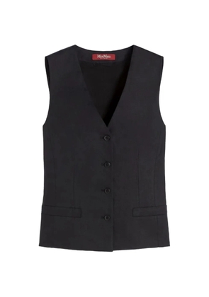 Max Mara Carnet V-neck button linen waistcoat - Black
