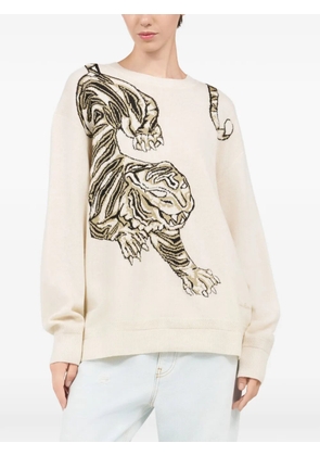 Roberto Cavalli tiger-motif sweater - Neutrals