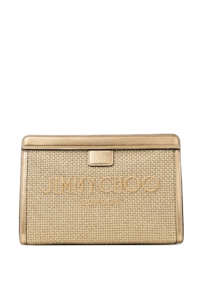 Jimmy Choo Avenue London logo clutch bag - Neutrals