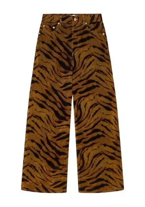 GANNI zebra-print straight-leg jeans - Brown