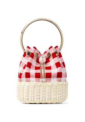 Jimmy Choo Bon Bon check pattern shoulder bag - White
