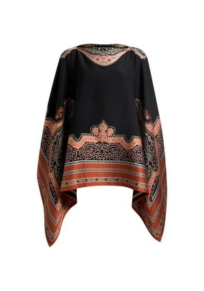 ETRO fil-coupé embroidered poncho - Black