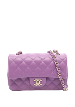 CHANEL Pre-Owned 2021-2026 Mini Rectangular Classic Lambskin Single Flap crossbody bag - Purple
