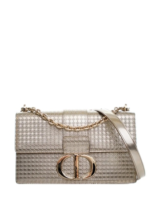 Christian Dior Pre-Owned 2020 Metallic Calfskin Microcannage 30 Montaigne Chain Flap satchel - Gold