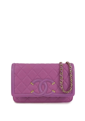 CHANEL Pre-Owned 2019 Caviar CC Filigree Wallet On Chain crossbody bag - Purple