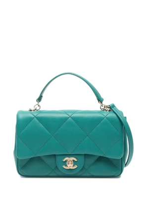 CHANEL Pre-Owned 2019 Quilted Lambskin Top Handle Flap satchel - Green