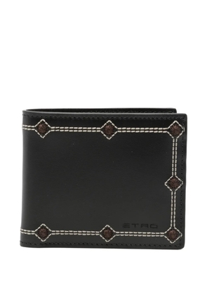 ETRO embroidered leather wallet - Black