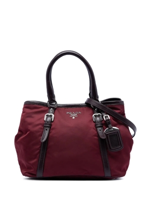 Prada Pre-Owned 2000-2025 Vitello Daino Trimmed Tessuto satchel - Red