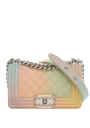 CHANEL Pre-Owned 2018 Small Quilted Caviar Rainbow Boy Flap crossbody bag - Orange