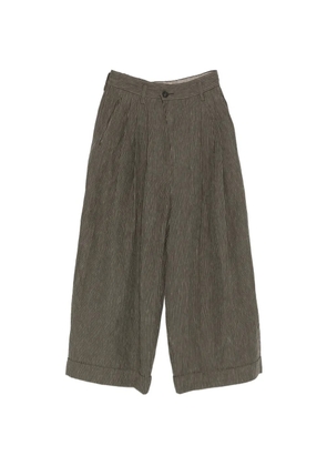 Ziggy Chen striped pleated trousers - Green