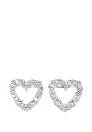 Self-Portrait crystal heart earrings - Silver