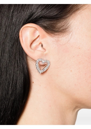 Self-Portrait crystal heart earrings - Silver