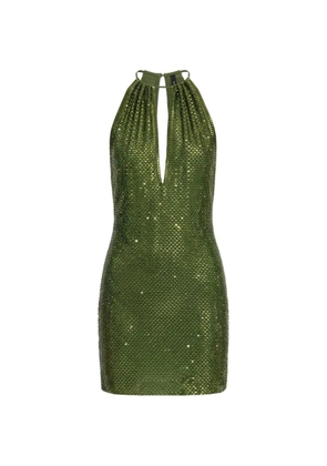 Self-Portrait Olive Rhinestone mini dress - Green