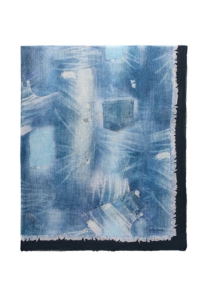 Roberto Cavalli patchwork-effect cotton scarf - Blue