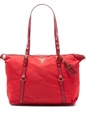 Prada Pre-Owned 2013-2026 Saffiano Trimmed Tessuto Zip Top Convertible Tote satchel - Red