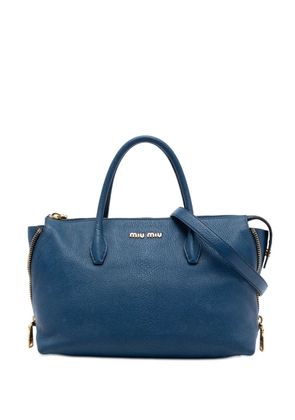 Miu Miu Pre-Owned 2010-2026 Goatskin Madras Convertible Side Zip satchel - Blue