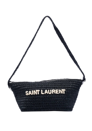 Saint Laurent Pre-Owned 2023 Raffia Embroidered Logo tote bag - Black