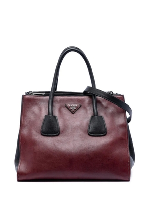 Prada Pre-Owned 2021-2026 Bicolor Glace Calf Twin Pocket Double Handle satchel - Red
