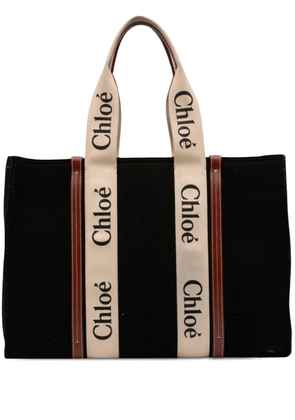 Chloé Pre-Owned 2022 Large Wool Woody tote bag - Black